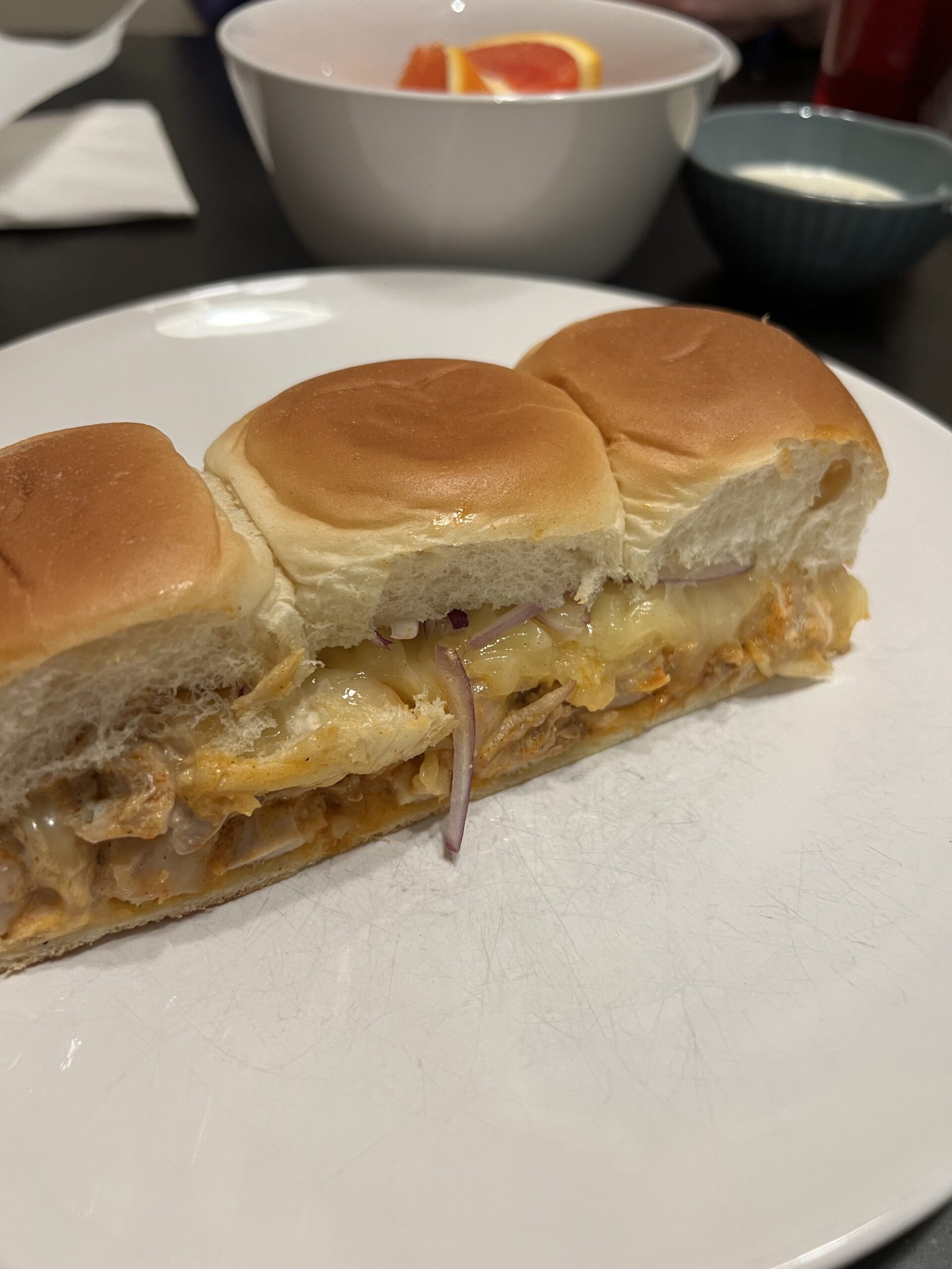 Buffalo Chicken Hawaiian Roll Sliders