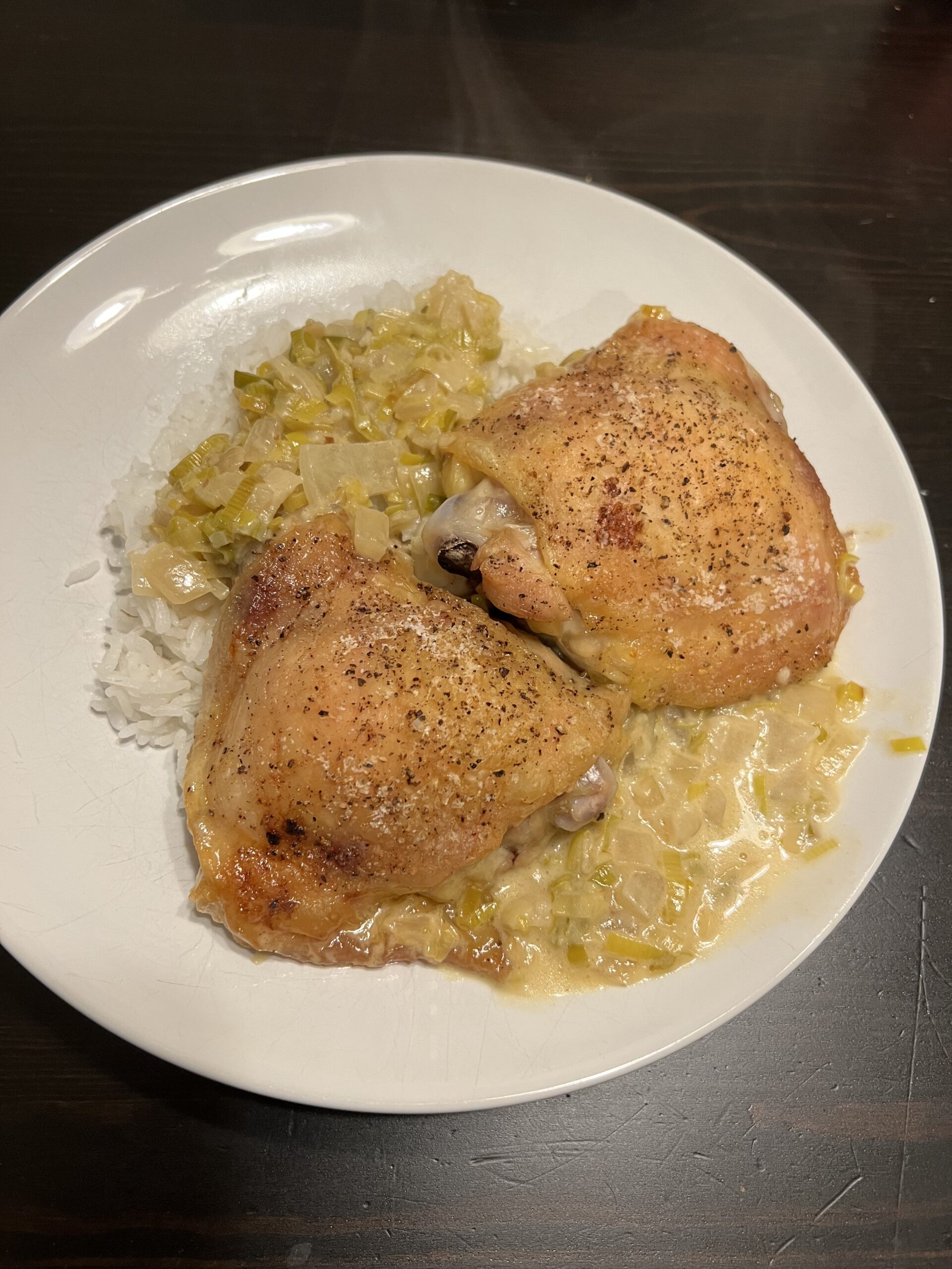 Creamy Leek & Onion Roasted Chicken Thighs
